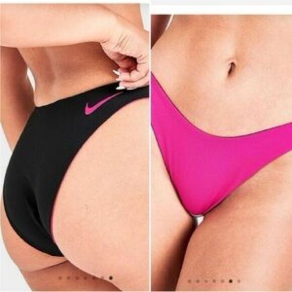 Nike Black and Pink Color Block Reversible Sling Bikini Bottom Size Large - Picture 1 of 4
